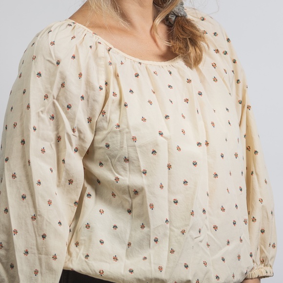 MADEWELL Puff Sleeve Top with Simplistic Pattern - Picture 1 of 4